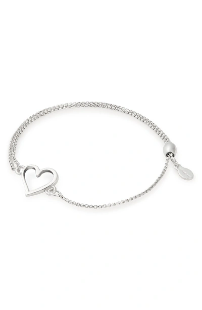 Alex And Ani Heart Pull-chain Bracelet, Silver