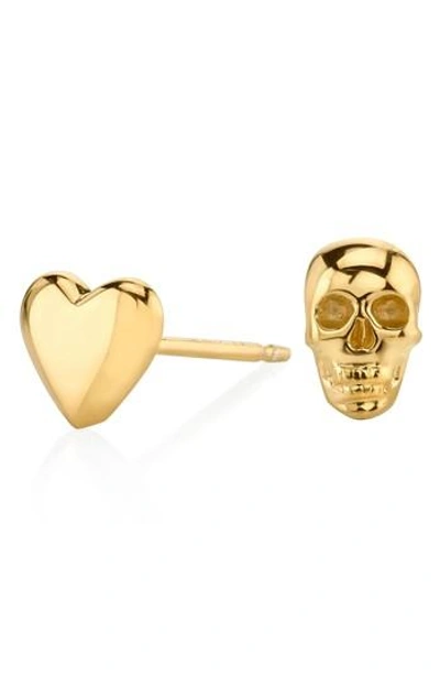 Iconery X Michelle Branch Mismatched Stud Earrings In Yellow Gold