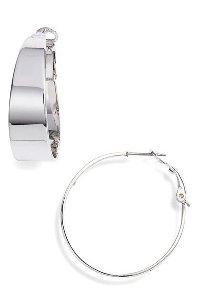 Vince Camuto Medium Tapered Hoop Earrings In Silver