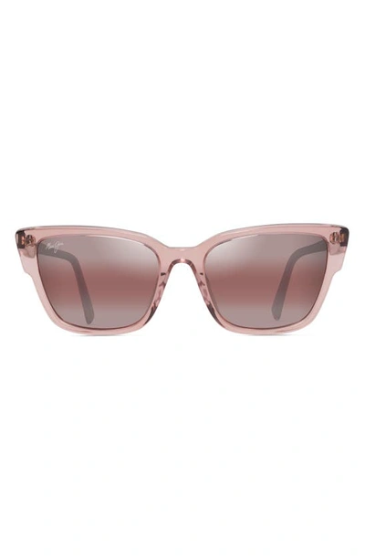 Maui Jim Kou 55mm Polarized Cat Eye Sunglasses In Translucent Pink