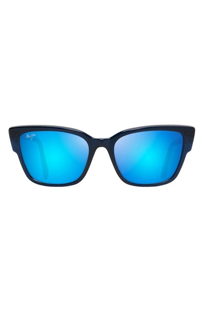 Maui Jim Kou 55mm Polarized Cat Eye Sunglasses In Navy Blue