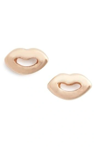 Kismet By Milka 'mini' Lips Stud Earrings In Rose Gold