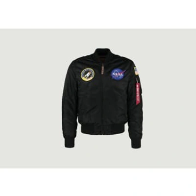 Alpha Industries Ma-1 Vf Nasa Lp Black Nylon Bomber Jacket - Ma-1 Vf Nasa Lp In Navy