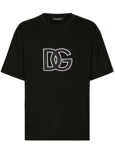 Dolce & Gabbana Embroidered Logo T-shirt In Black