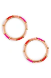 Rebecca Minkoff Beaded Hoop Earrings In Pink Multi