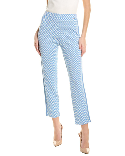 St John Jacquard Houndstooth Wool-blend Pant In Blue