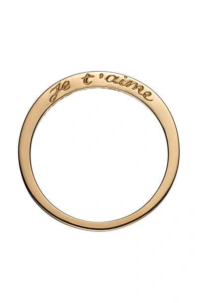Nora Kogan Je T'aime Side Script Stackable Ring In Yellow Gold