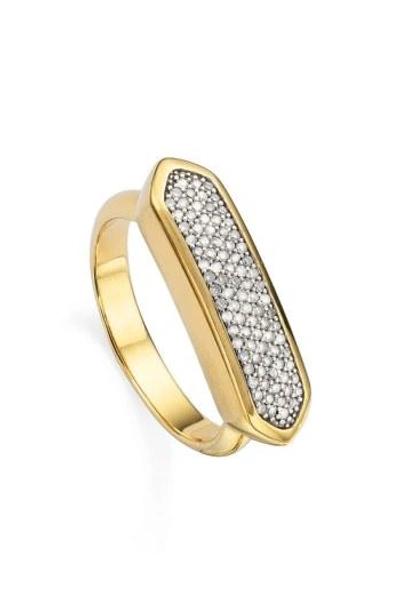 Monica Vinader 'baja' Stone Ring In Yellow Gold/ Diamond