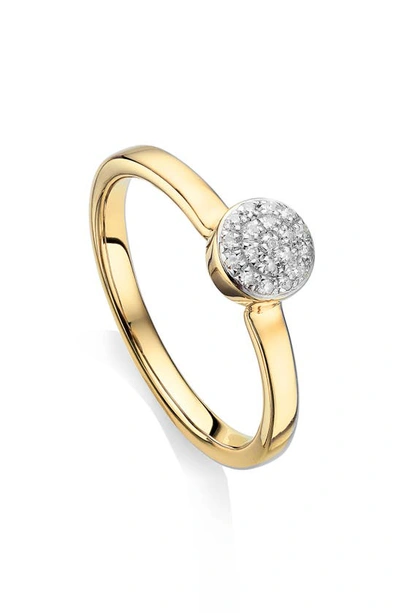 Monica Vinader 18ct Gold Plated Vermeil Silver Fiji Mini Diamond Button Ring