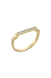 Monica Vinader Diamond And 18k Yellow Gold Vermeil Signature Thin Ring In Metallic