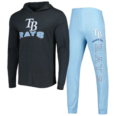 Concepts Sport Men's  Heather Light Blue And Heather Charcoal Tampa Bay Rays Meter Hoodie And Joggers In Light Blue,heather Charcoal