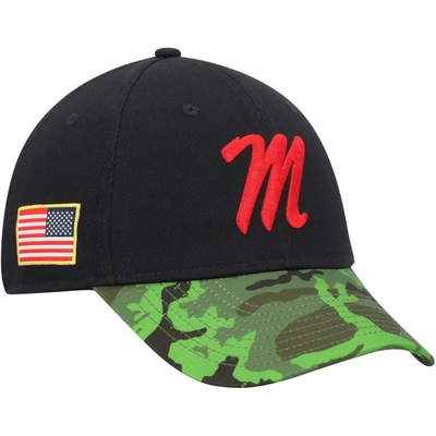 Nike Men's  Black, Camo Ole Miss Rebels Veterans Day 2tone Legacy91 Adjustable Hat In Black,camo
