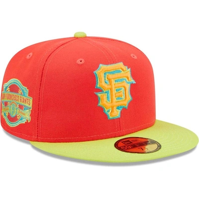 New Era Men's  Red, Neon Green San Francisco Giants Lava Highlighter Combo 59fifty Fitted Hat In Red,neon Green