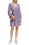 Scotch & Soda Print Long Sleeve Dress In Rosaria Purple-5464