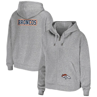 Wear By Erin Andrews Heather Gray Denver Broncos Plus Size Full-zip Hoodie
