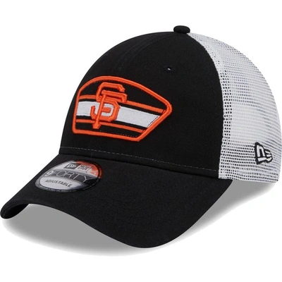 New Era Men's  Black, White San Francisco Giants Logo Patch 9forty Trucker Snapback Hat In Black,white