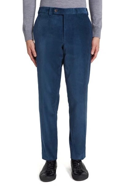Jack Victor Sage Flat Front Stretch Corduroy Chinos In Teal
