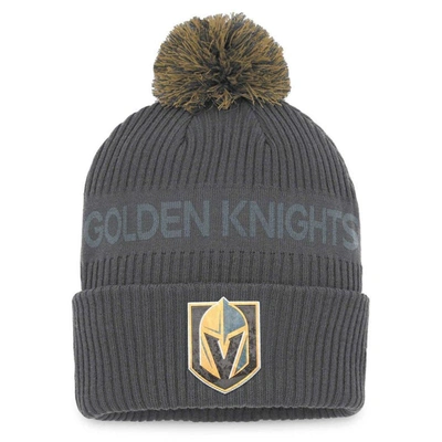 Fanatics Branded Charcoal Vegas Golden Knights Authentic Pro Home Ice Cuffed Knit Hat With Pom