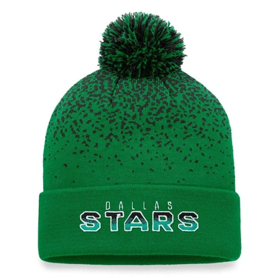 Fanatics Branded Kelly Green Dallas Stars Iconic Gradient Cuffed Knit Hat With Pom