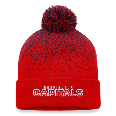 Fanatics Branded Red Washington Capitals Iconic Gradient Cuffed Knit Hat With Pom