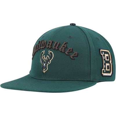 Pro Standard Hunter Green Milwaukee Bucks Old English Snapback Hat