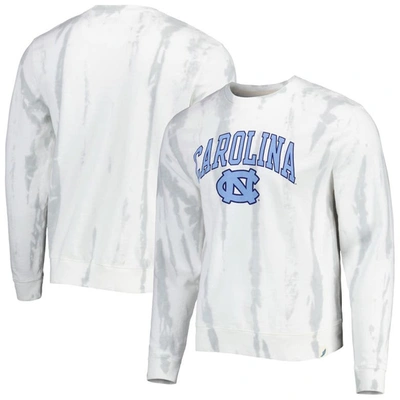 League Collegiate Wear White/silver North Carolina Tar Heels Classic Arch Dye Terry Pullover Sweatsh