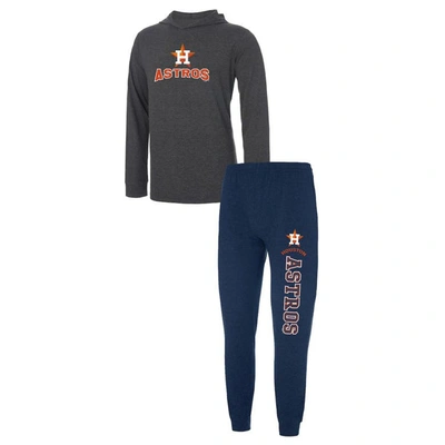 Concepts Sport Heather Navy/heather Charcoal Houston Astros Meter Hoodie & Joggers Set
