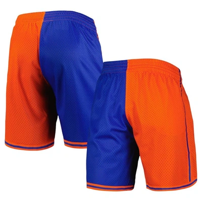 Mitchell & Ness Men's  Blue And Orange New York Knicks Hardwood Classics 1996 Split Swingman Shorts In Blue,orange