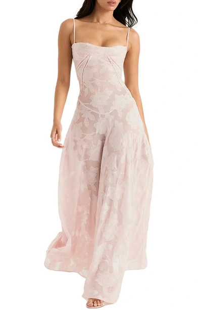 House Of Cb Blush Lace-back Gown