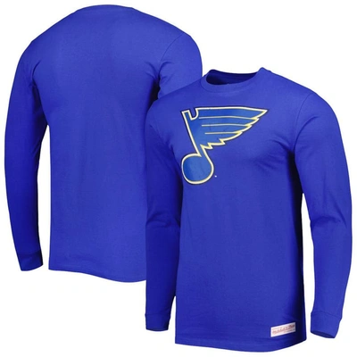 Mitchell & Ness Men's  Blue St. Louis Blues Logo Long Sleeve T-shirt