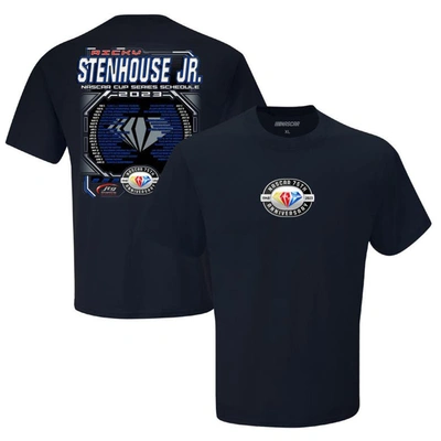 Checkered Flag Ricky Stenhouse Jr. 2023 Nascar Cup Series Schedule T-shirt In Navy