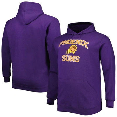 Profile Heathered Gray Phoenix Suns Big & Tall Heart & Soul Pullover Hoodie In Purple