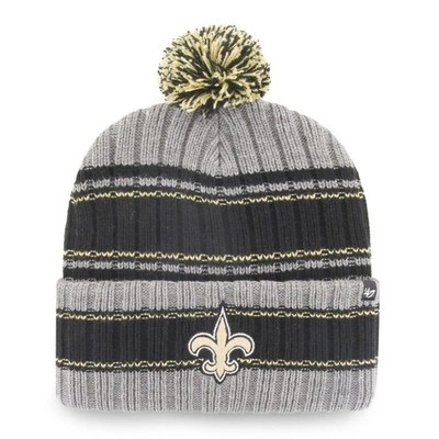 47 ' Graphite/black New Orleans Saints Rexford Cuffed Knit Hat With Pom