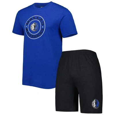 Concepts Sport Men's  Blue, Black Dallas Mavericks T-shirt And Shorts Sleep Set In Blue,black