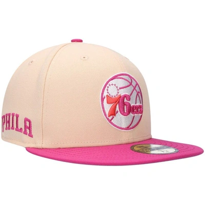 New Era Orange/pink Philadelphia 76ers Passion Mango 59fifty Fitted Hat