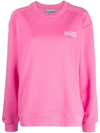 Ganni Logo-embroidered Sweatshirt In Pink