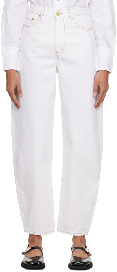 Ganni Organic Cotton Denim Jeans In Bright White