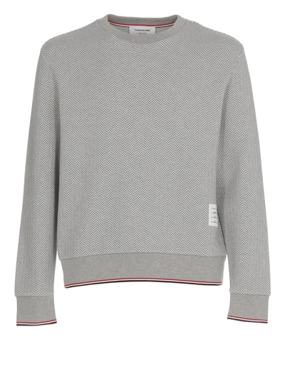 Thom Browne Herringbone Pattern Sweater In Grey