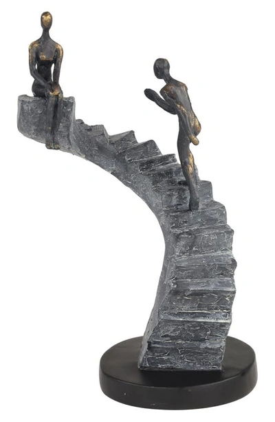 Willow Row Black Polystone People Sculpture With Stairs