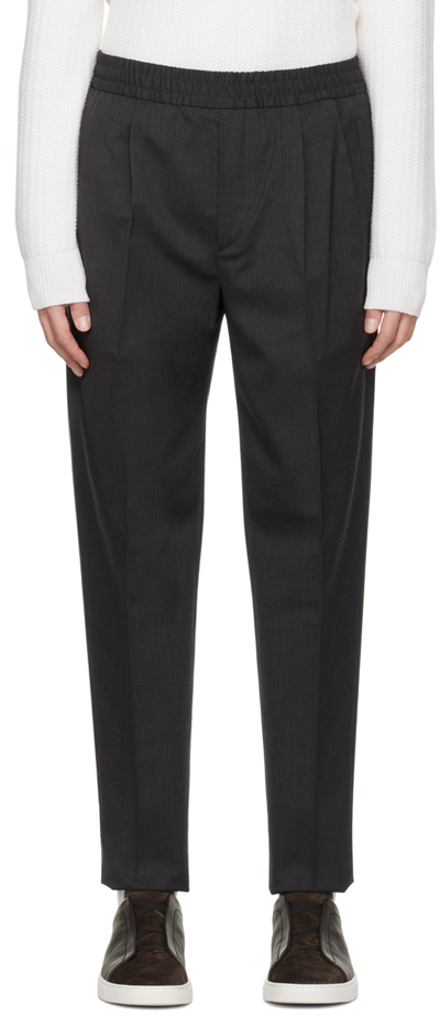 Zegna Gray Drawstring Trousers In Grey