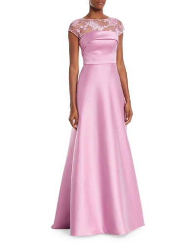 Theia Super Stretch Threadwork Ball Gown