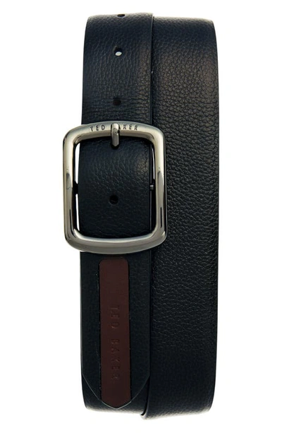 Ted Baker Jaims Contrast Detail Leather Belt In Black