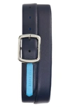 Ted Baker Jaims Contrast Detail Leather Belt In Navy