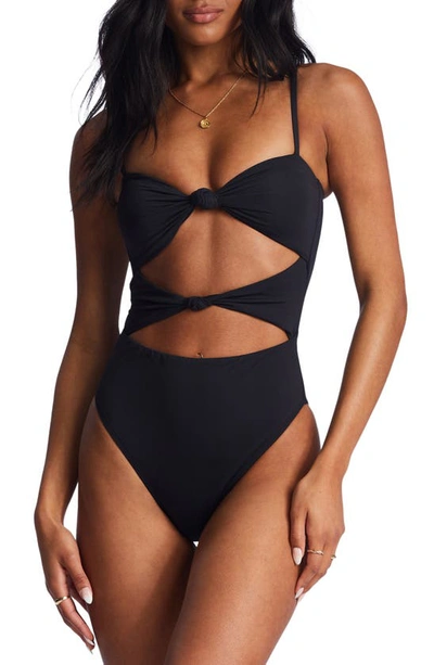 Billabong Sol Searcher Cutout One-piece Swimsuit In Black Pebble