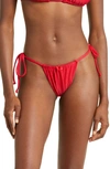 Frankies Bikinis Tia Ribbed Bikini Bottoms In Crimson