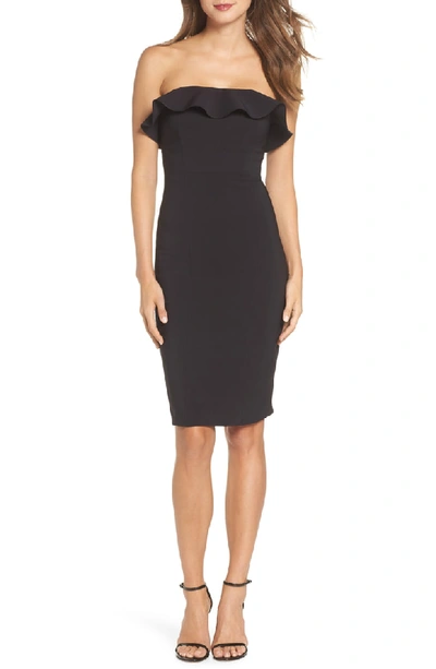 Maria Bianca Nero Stacey Techno Strapless Ruffle Cocktail Dress In Black