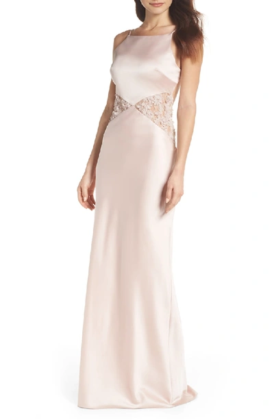 Maria Bianca Nero Lana Lace-insert Sleeveless Gown In Champagne