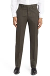 Berle Flat Front Classic Fit Wool Gabardine Dress Pants In Olive