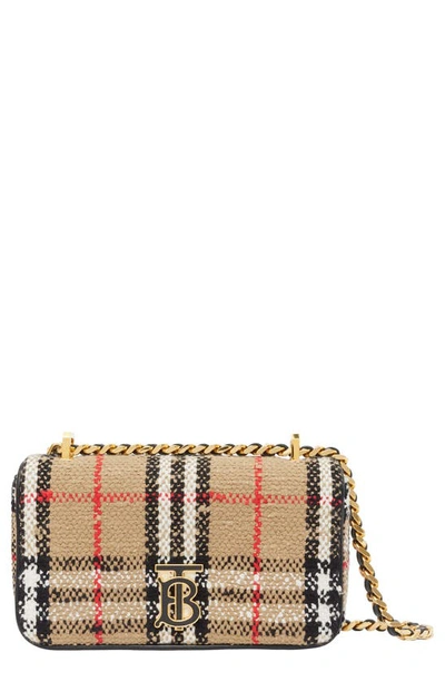 Burberry Mini Lola Woven Check Crossbody In Archive Beige