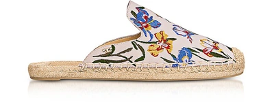Tory Burch Max New Ivory-painted Iris Embroidered Slide Espadrilles